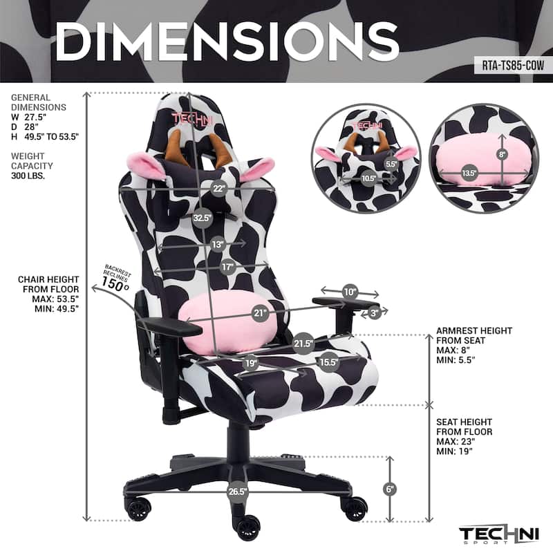Cow Print Series Gaming Chair for Office Room,Living Room