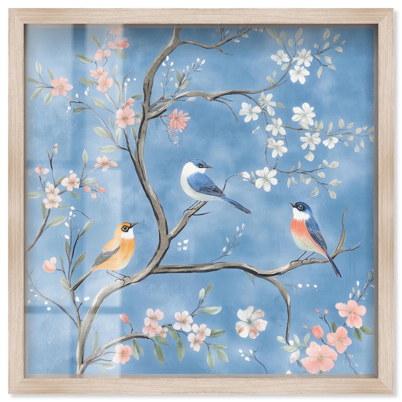 Birds in the Branches II Shadowbox by Art Remedy - Natural - 24" x 24"
