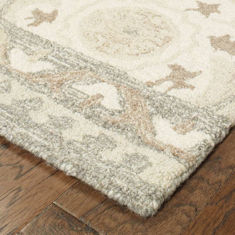 Style Haven Marthrown Ivory/ Grey Undyed Wool Handcrafted Area Rug