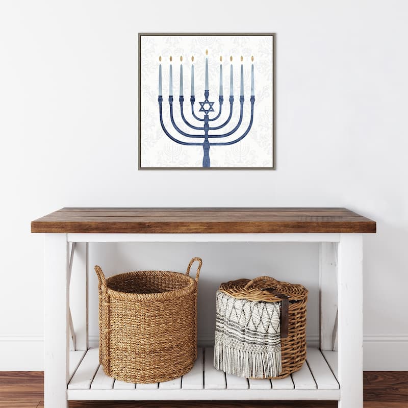 Sophisticated Hanukkah II by Victoria Borges Canvas Art Framed - Sylvie Greywash