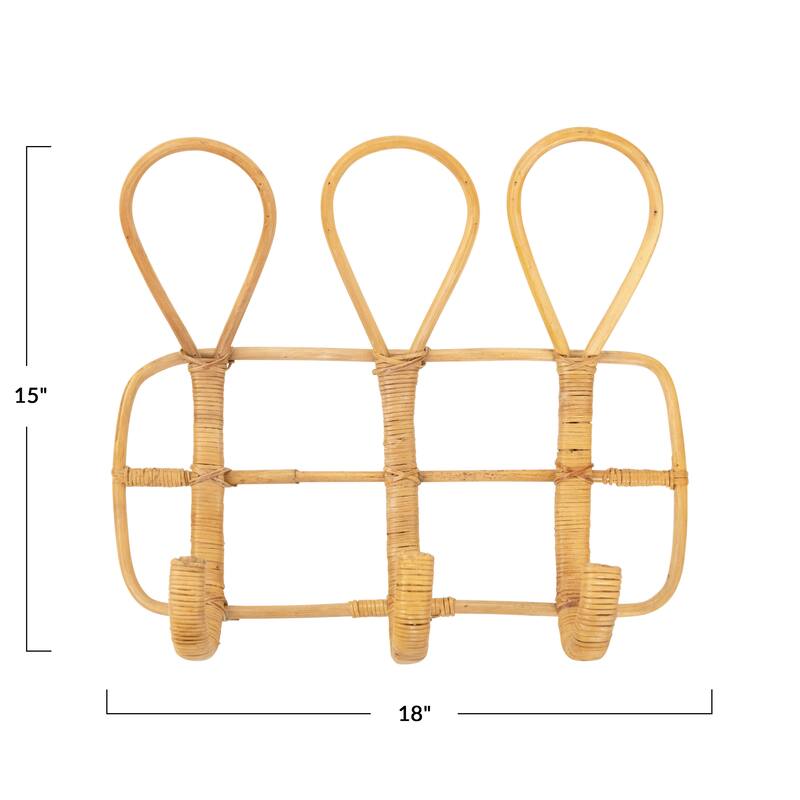 Rattan Wall Hook with 3 Hooks