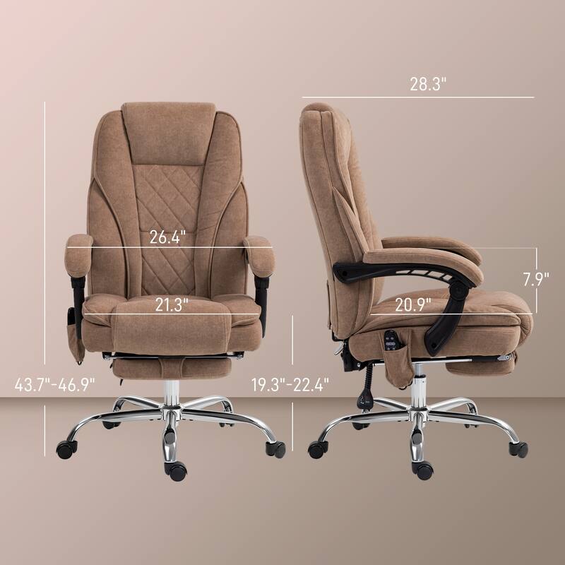 Comfy Executive Chair Reclining Desk Chair with Footrest, Heated Massage Chair Computer Task Chair for Study Room