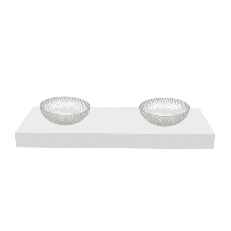 Jewel 16" Round Decorative Crystal Vessel Sinks With White Base