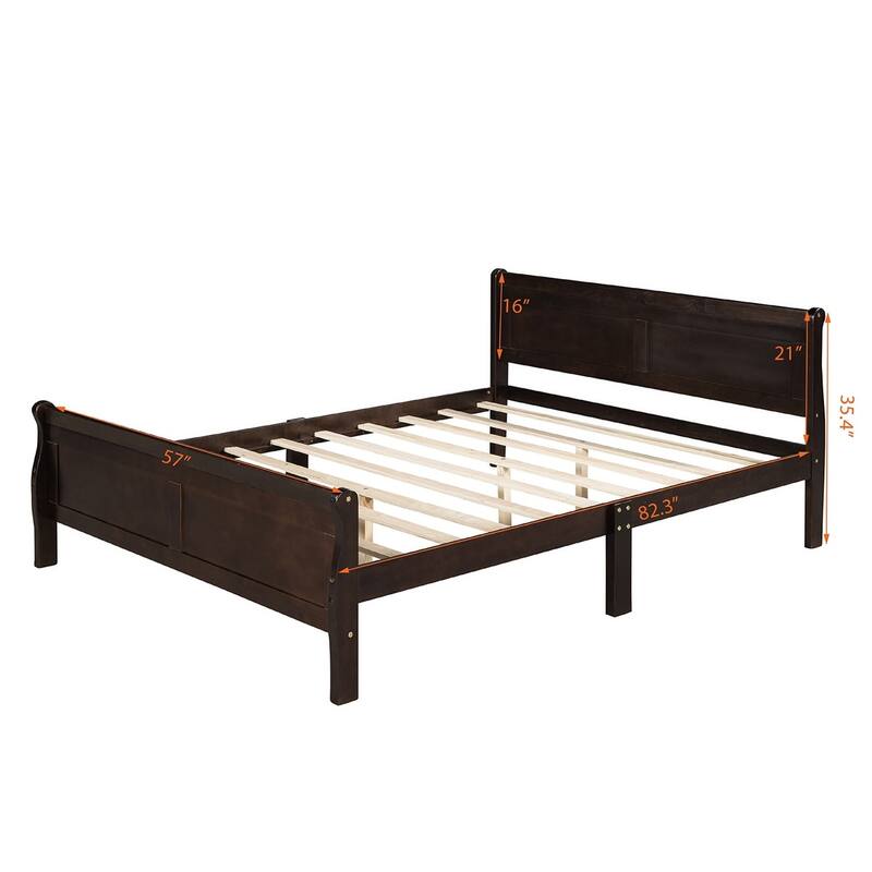 Harper & Bright Designs Wood Twin Sleigh Bed with Headboard and Footboard