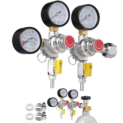 Gauge Regulator, CO2 Regulator Gauge with 0-60PSI, Heavy Duty CO2 Gauge Gas System, Draft Beer Regulator with Check Valve