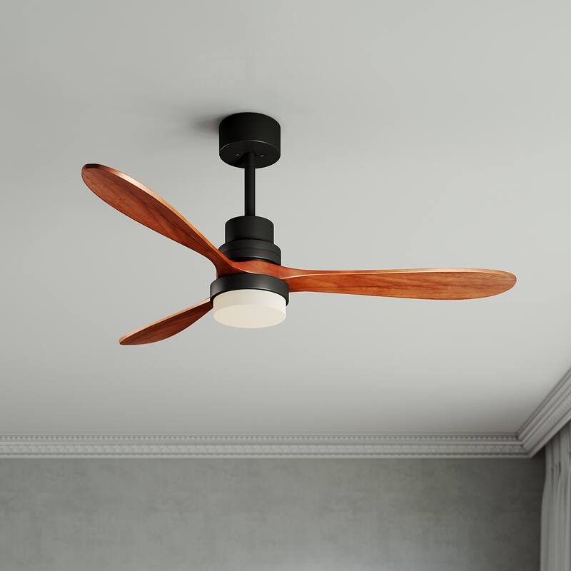 Elegant 52'' Ceiling Fan 3 Blades Solid Wood Reversible with Remote - Remote