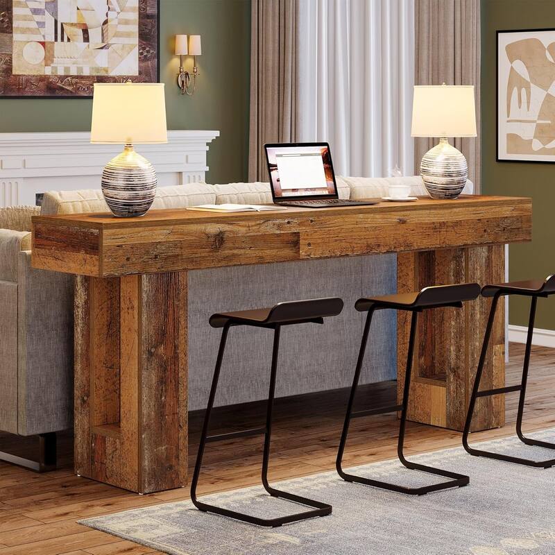 63" Wooden Console Table, Rectangular Sofa Table for Behind Couch, Entryway, HallwayLiving Room