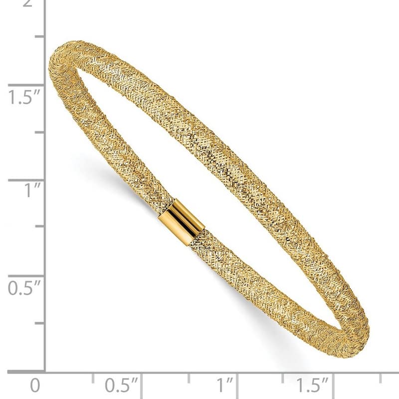 Curata 10k Yellow Gold 4mm Stretch Mesh Slip-on Bracelet for Women