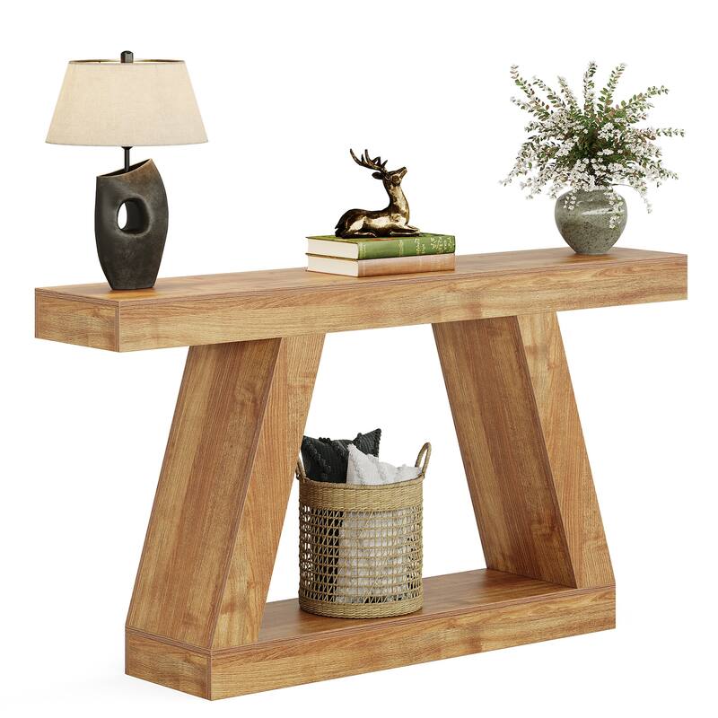 2-Tier Narrow Entryway Console Table for Living Room