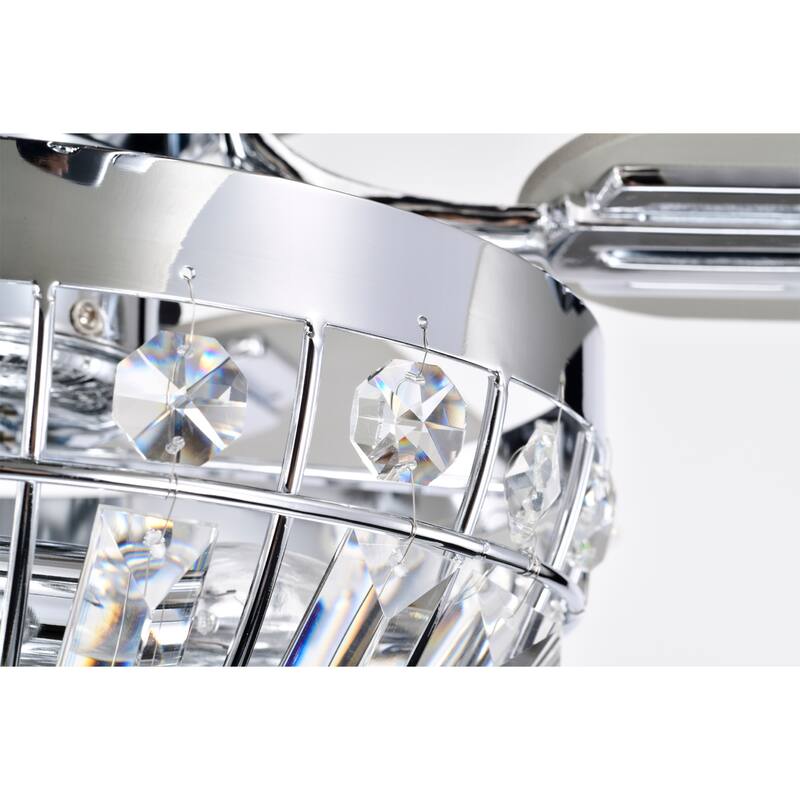 Alora 52 Inch Chrome Polished Finish Glam-Modern Style Crystal Ceiling Fan with Remote