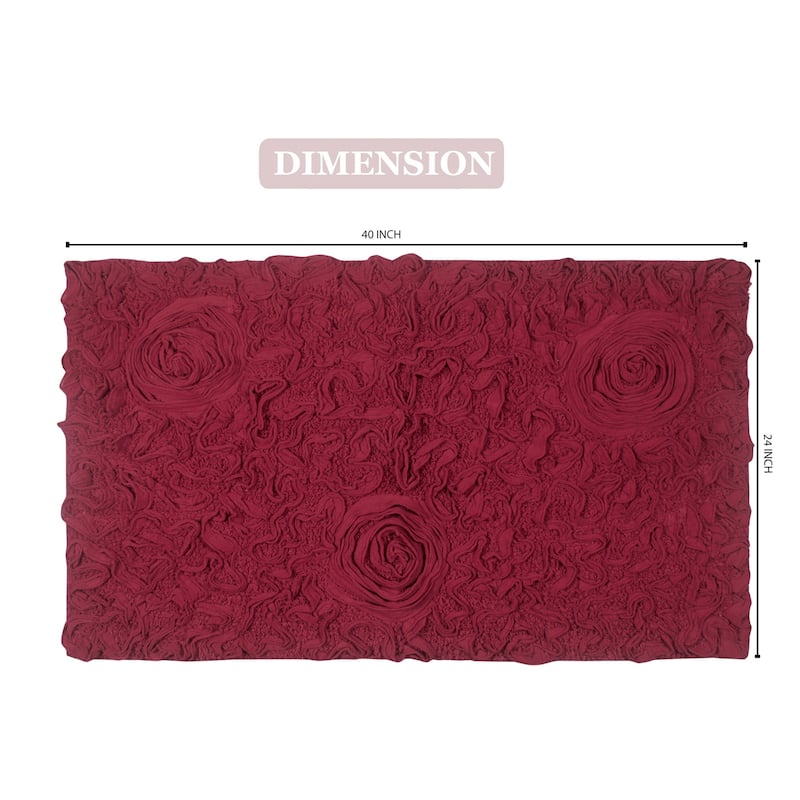Bell Flower Bathroom Rug, Cotton Soft, Water Absorbent Bath Rug, Non Slip Shower Rug Machine Washable 24"x40" Rectangle