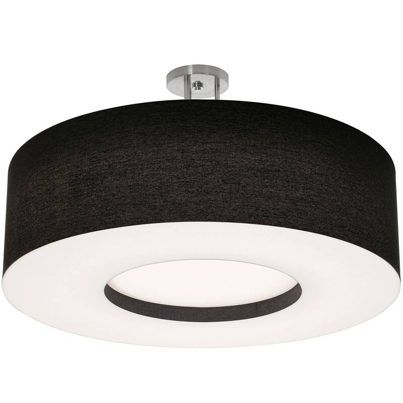 AFX Montclair 30'' Medium Base Semi-Flush Mount - Satin Nickel Finish - Black