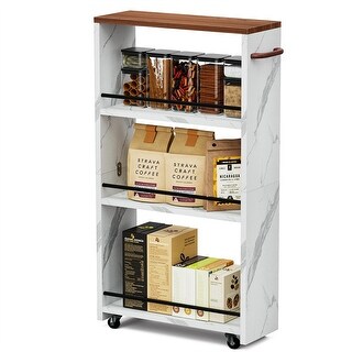 Kitchen Carts on Wheels with Storage - 5.9"D x 15.7"W x 32.9"H
