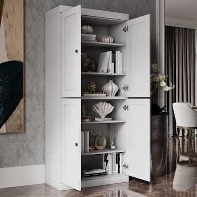 Palace Imports 100% Solid Wood 6-Shelf Bookcase with Shaker Doors and Adjustable Shelves