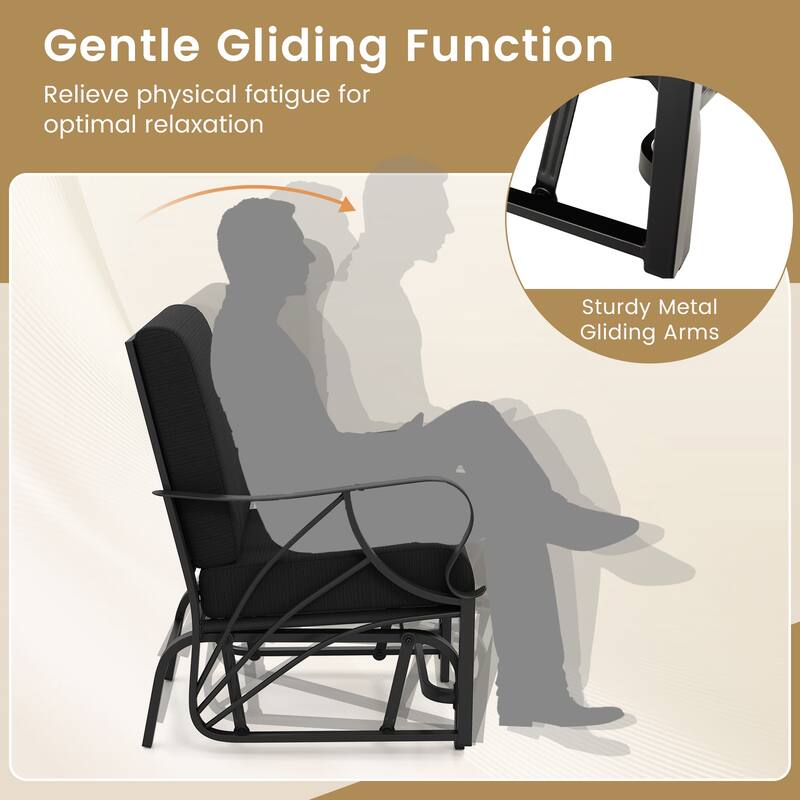 Gymax Patio Glider Chair Single Outdoor Rocking Chair w/ Seat & Back