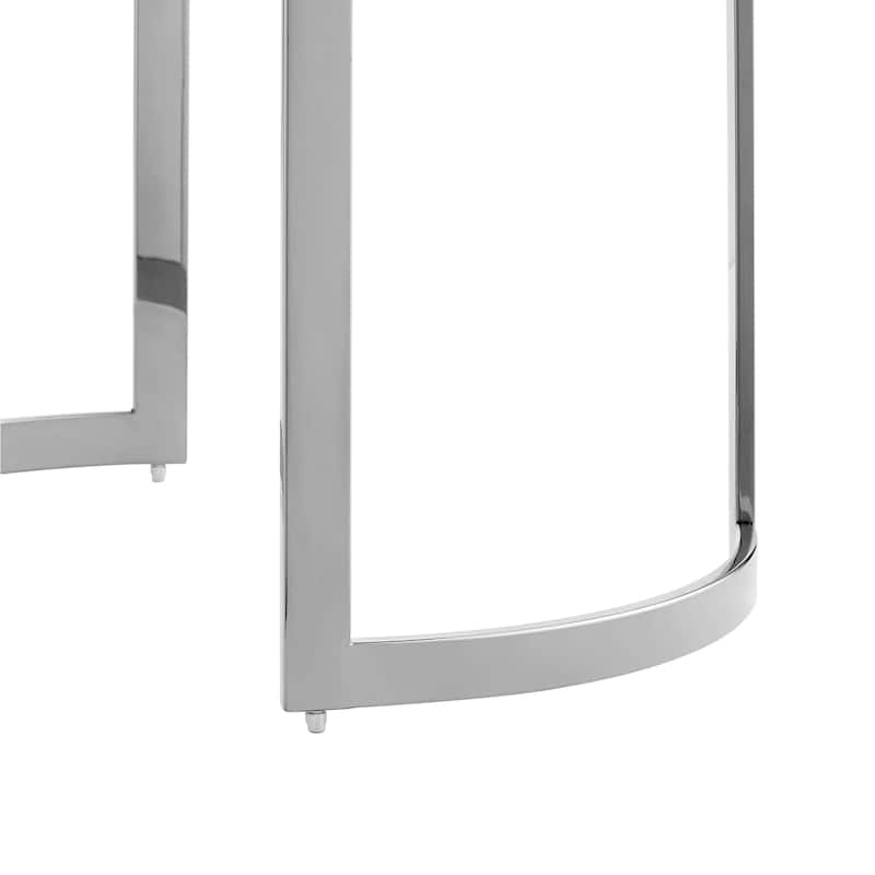 HomeRoots 32" Silver Glass And Stainless Steel Round Mirrored Coffee Table - 31.5