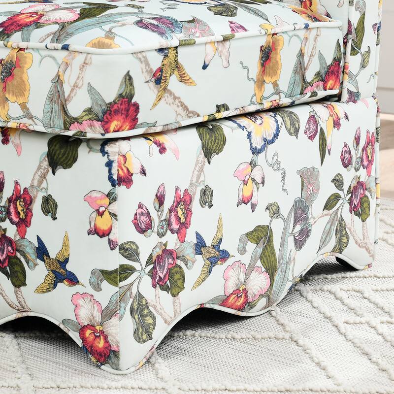 Roomfitters Floral Flannel Accent Chair with Pillow, Armless Upholstered Lounge Chair with Soft Cushion for Living Room