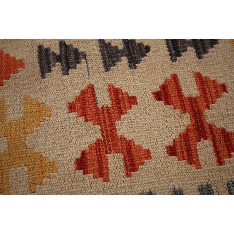 South Western Kilim Oriental Area Rug Flatweave Wool Carpet - 9'7" x 13'3"