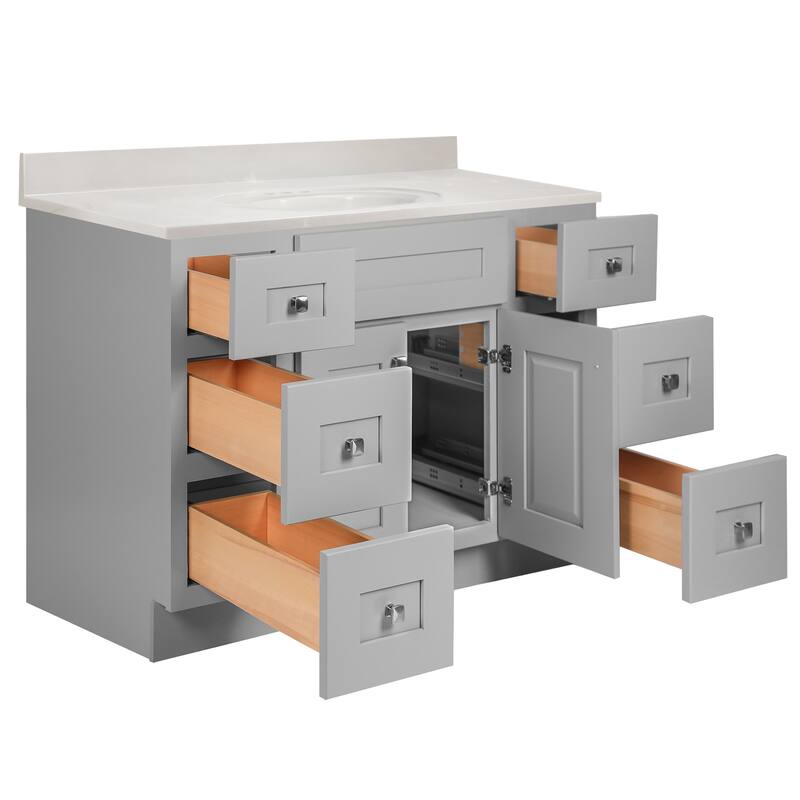 Brookings 49 Inch Fully Assembled Bath Vanity with Ivory Swirl Top