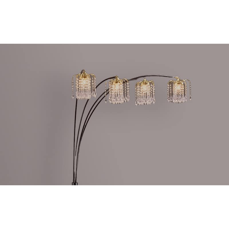 1pc Modern Design Classic Luxury Sleek Multi-head Floor Arc Lamp Half Moon Radiant Crystal-encrusted Sleek Metallic Stems