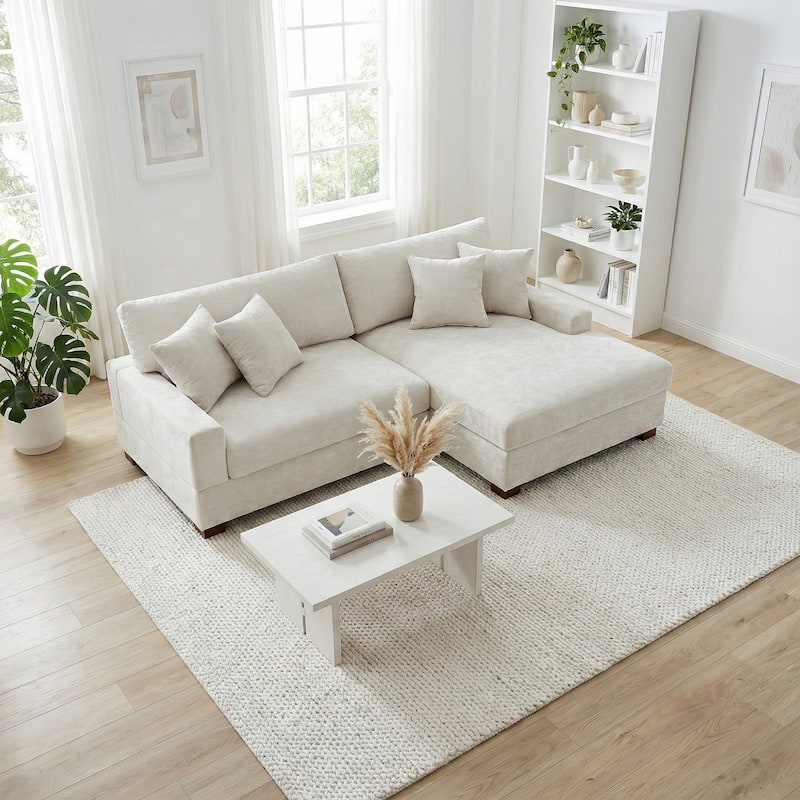 Modern Oversized Chenille Modular Sectional Sofa With Chaise