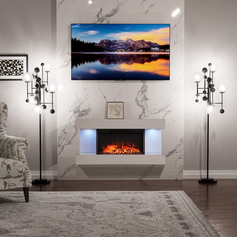 3-Sided Electric Fireplace, Wall Mounted LED Electric Fireplace