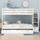 preview thumbnail 2 of 7, White Full-over-Full Pinewood Bunk Bed with Twin Trundle, 3 Storage Stairs, and Full-Length Guardrail