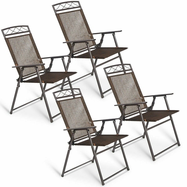 Set of 4 sales outdoor folding sling chairs