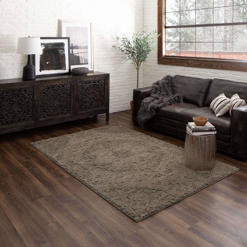 Mohawk Home Francesca Highlow Textured Boho Medallion Area Rug On