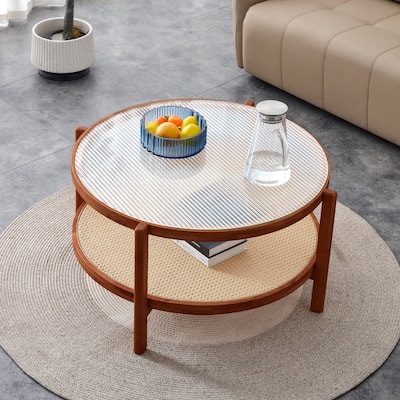 Modern minimalist circular double-layer coffee table