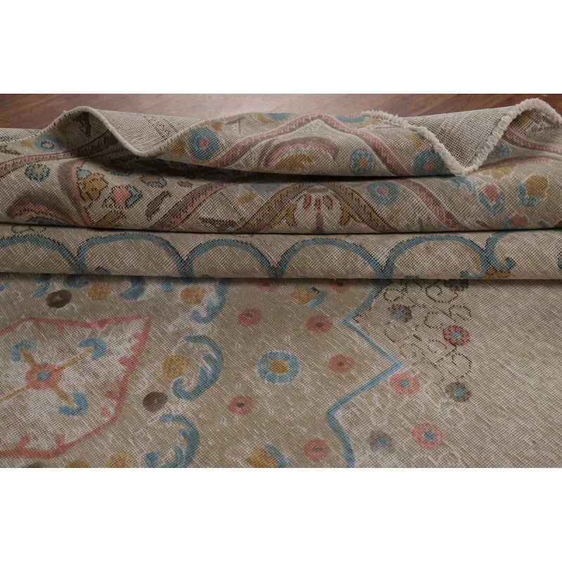 Distressed Tabriz Persian Area Rug Handmade Bedroom Wool Carpet - 9'4"x 12'5"