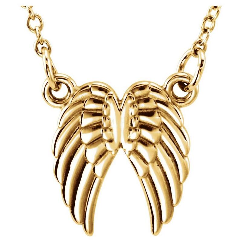 Curata 14k Yellow Gold 16 18 Inch Polished Tiny Posh Religious Guardian Angel Wings Necklace Jewelry Gifts for Women