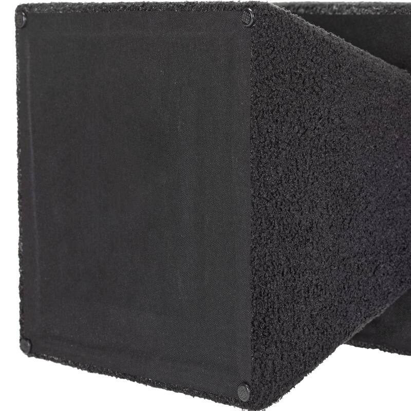 Black Teddy Upholstered T-Shape Vanity Foot Stool 19"W x 16"H