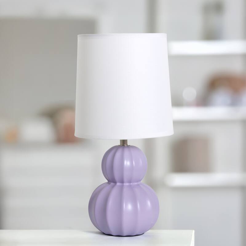 Double Gourd Ceramic Table Lamp with Fabric Shade - 6 x 6 x 13 in. (L x W x H)
