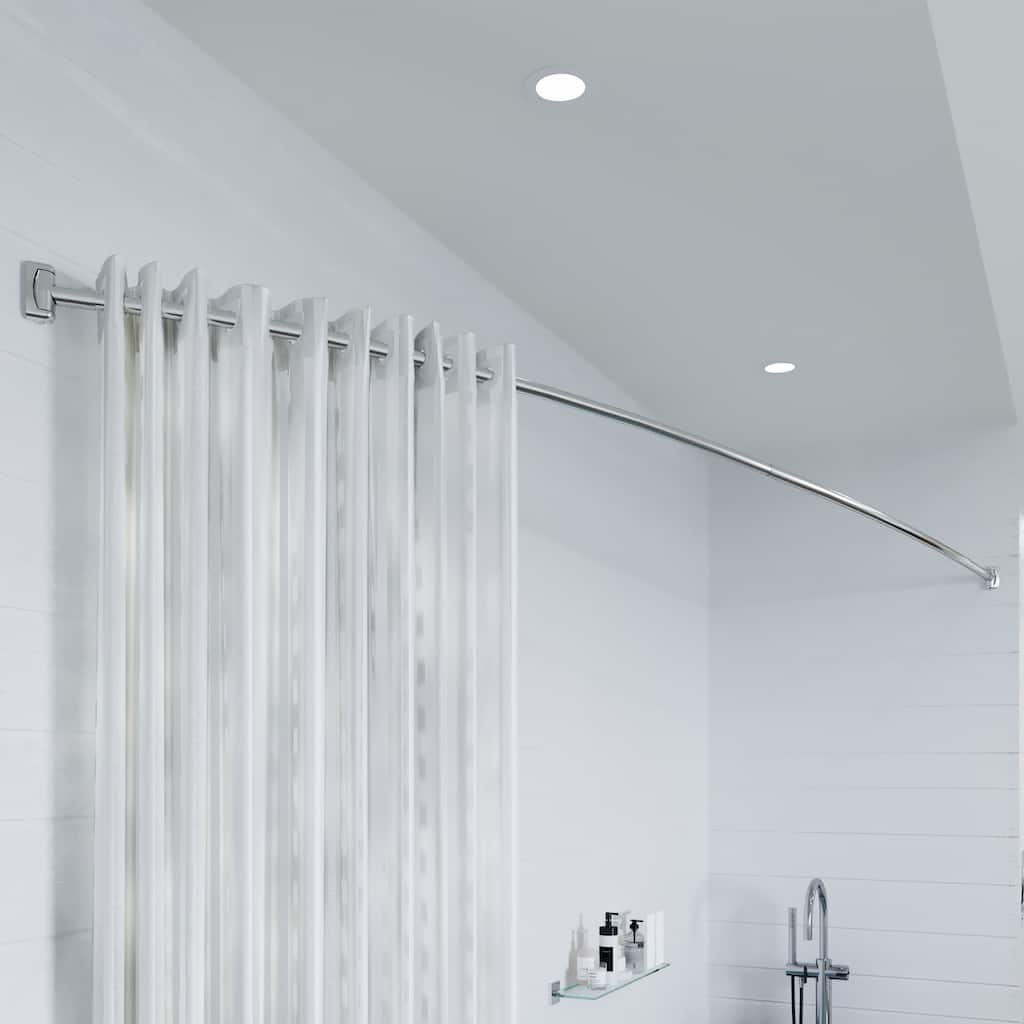 Croydex Chrome Telescopic Adjustable Curved Shower Curtain Rod, 45-72 inches