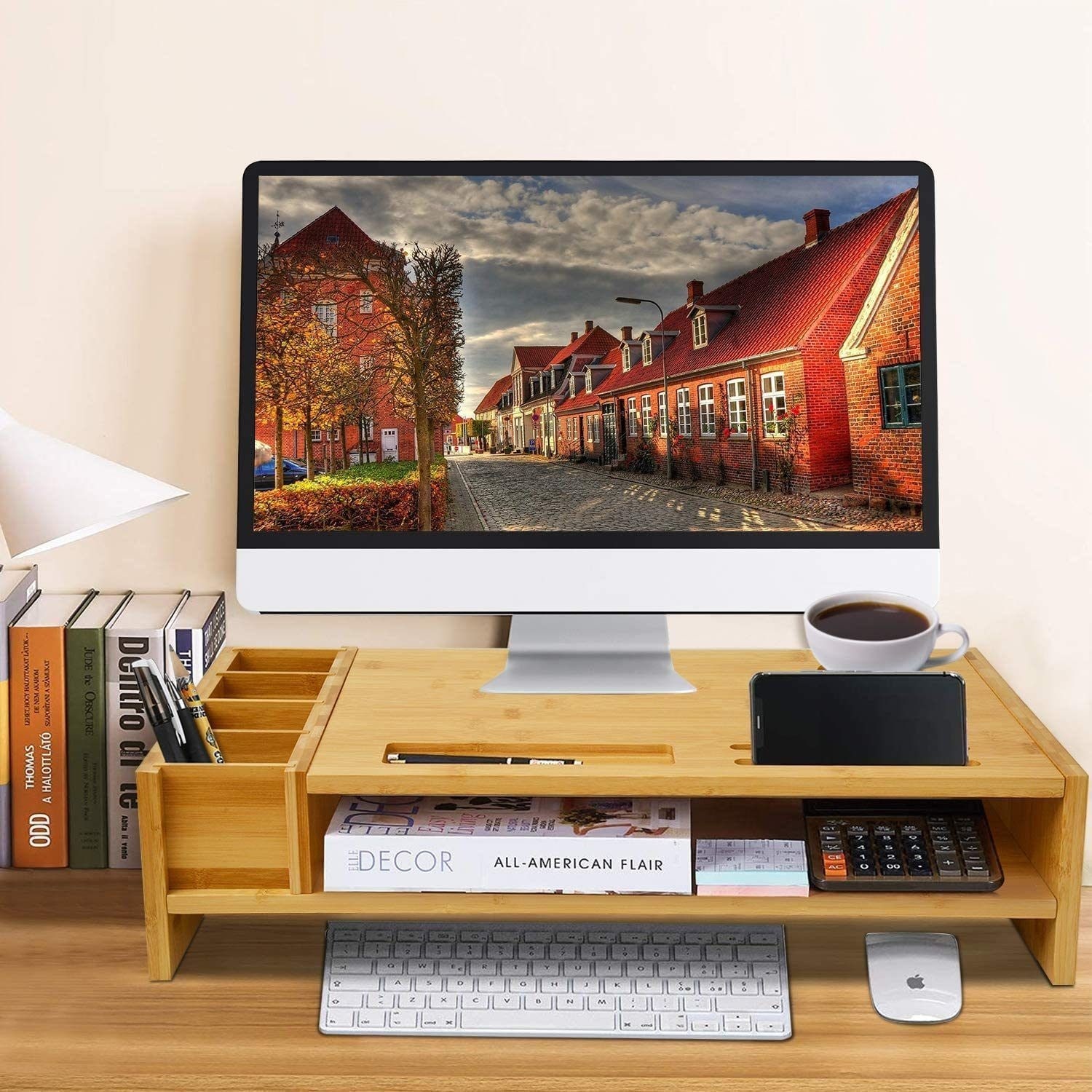 Bamboo Monitor Stand Riser Storage Laptop Desktop Organizer - Bed Bath &  Beyond - 35326065