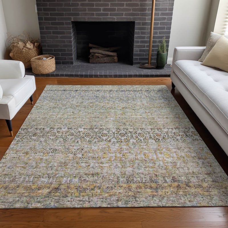 Machine Washable Indoor/ Outdoor Boho Ombre Chantille Rug