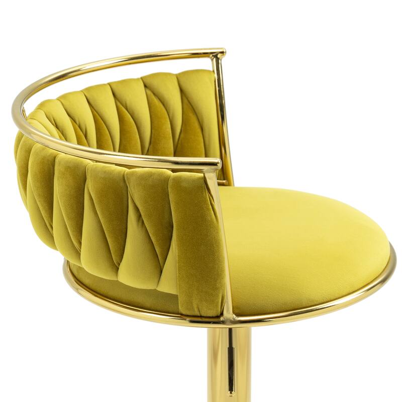 Modern Velvet Adjustable Swivel Bar Stools Set of 2