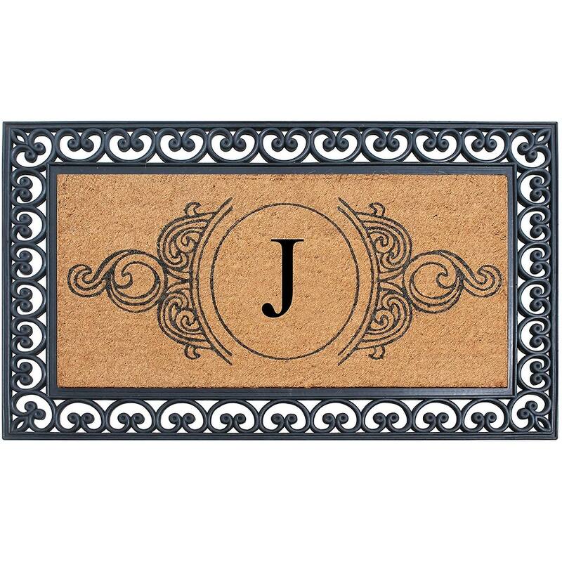A1HC 30" x 48" Heavy-Duty Rubber & Coir Outdoor Doormat with Copper/Black Border – Large, Non-Slip Backing - J