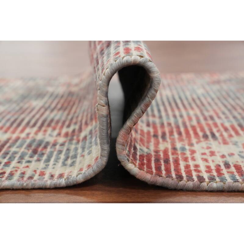 Hand Knotted Oriental Viscose Silk Carpet Modern All-Over Oranges & Rust Abstract Area Rug - 4' 0'' X 2' 0''