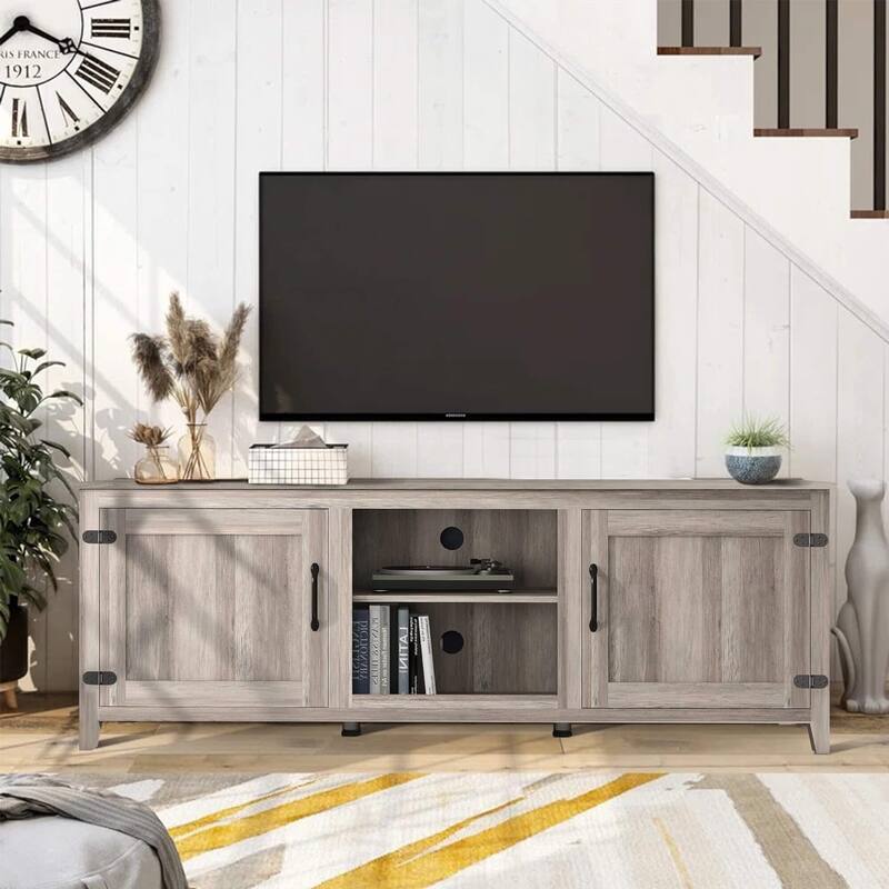 Wood Storage Cabinet Media Console for TVs up to 80"