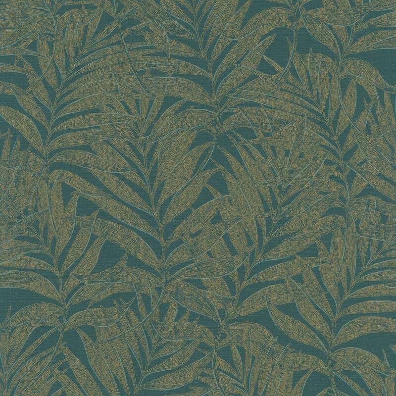 Galerie Wallcoverings Hotel Botanical Palm Leaf Non-woven Glitter Wallpaper Roll - 33 feet x 21 inches - Green