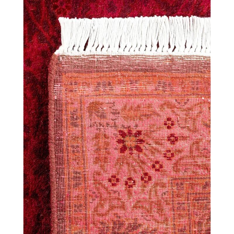 Overton Hand Knotted Wool Vintage Inspired Modern Contemporary Overdyed Pink Runner Rug - 2' 7" x 9' 6"