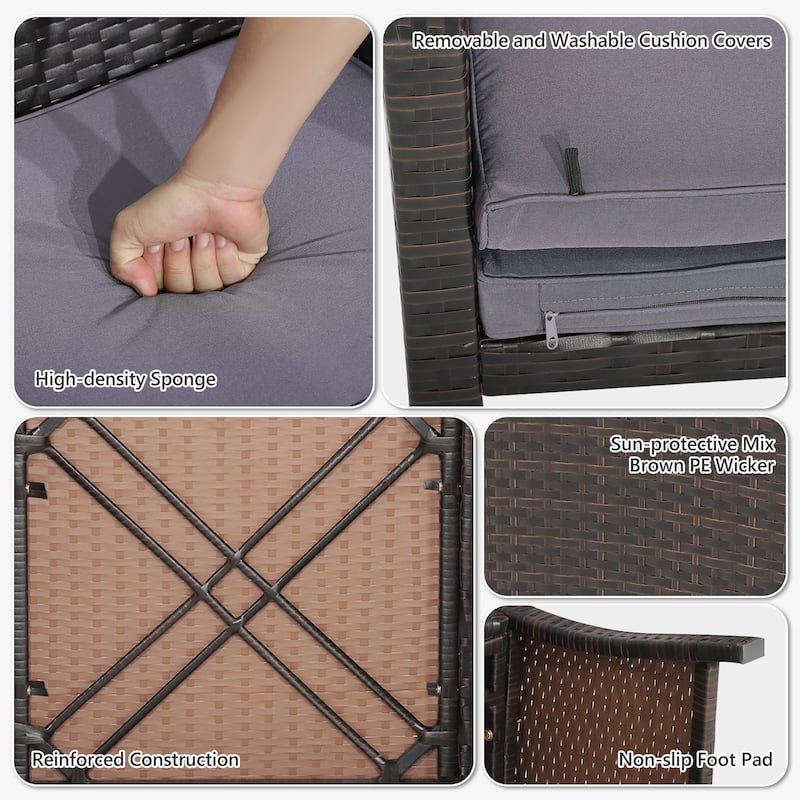 Costway 5PCS Patio Rattan Furniture Set Ottoman Cushioned W/Cover - See Details