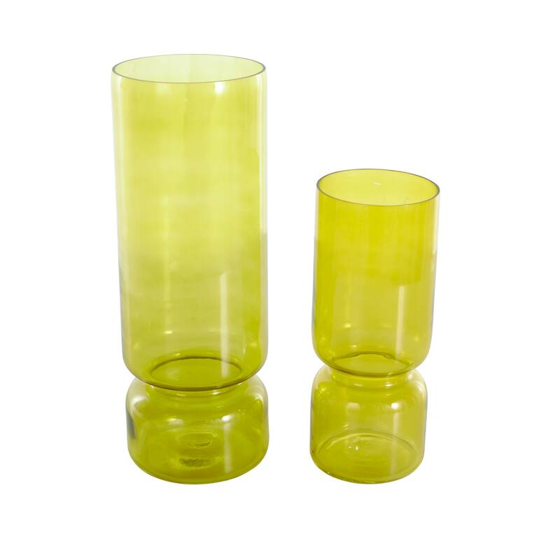 Blue or Green Glass Modern Round Vase (Set of 2)