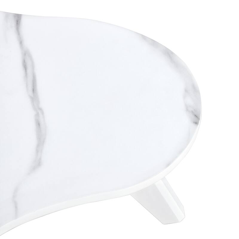 Modern Minimalist Imitation Marble Tabletop Coffee Table. Solid Wood Spray Painted Desk Legs, Cloud Shape