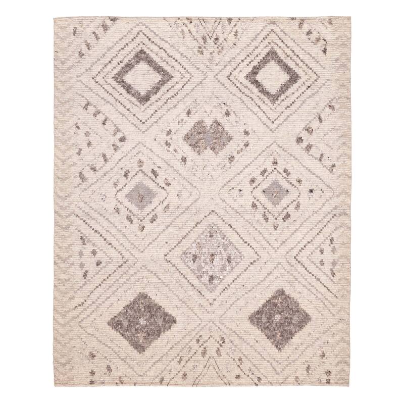 ECARPETGALLERY Hand-knotted Tangier Light Grey Wool Rug - 8'2 x 10'1