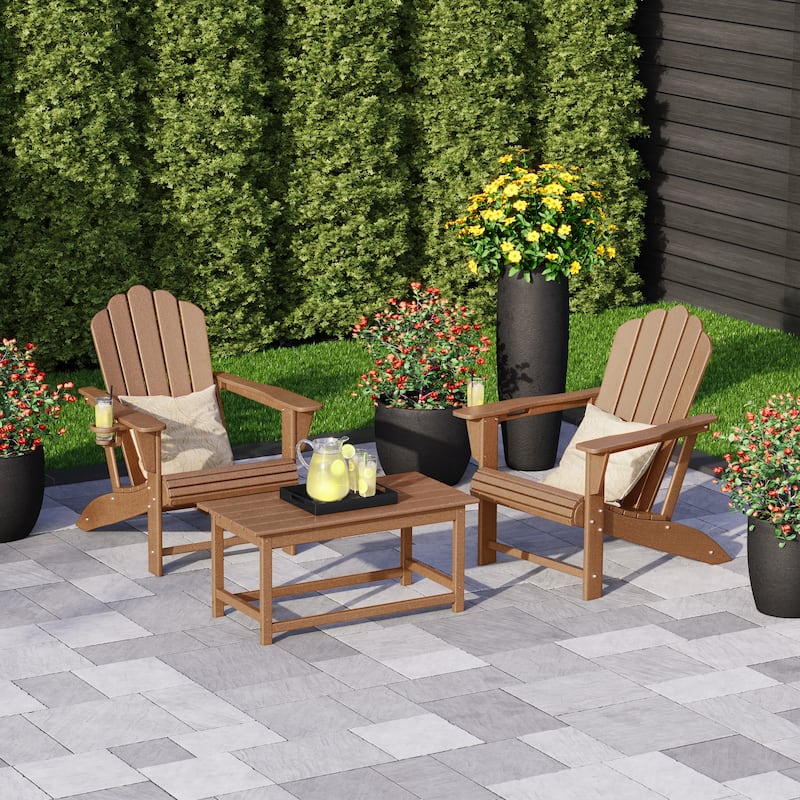 Aderson Outdoor Poly Adirondack Chair Set with Coffee Table