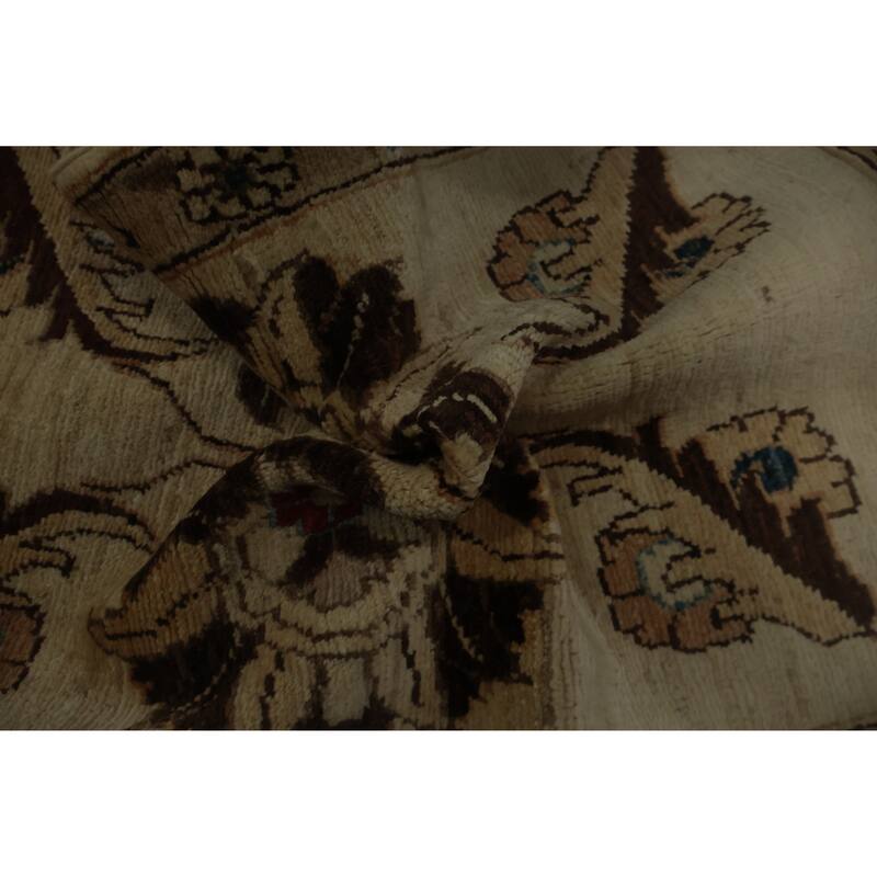 Hand Knotted Oriental 100% Wool Carpet Traditional Floral Beige & Ivories Peshawar Area Rug - 2' 11'' X 1' 10''