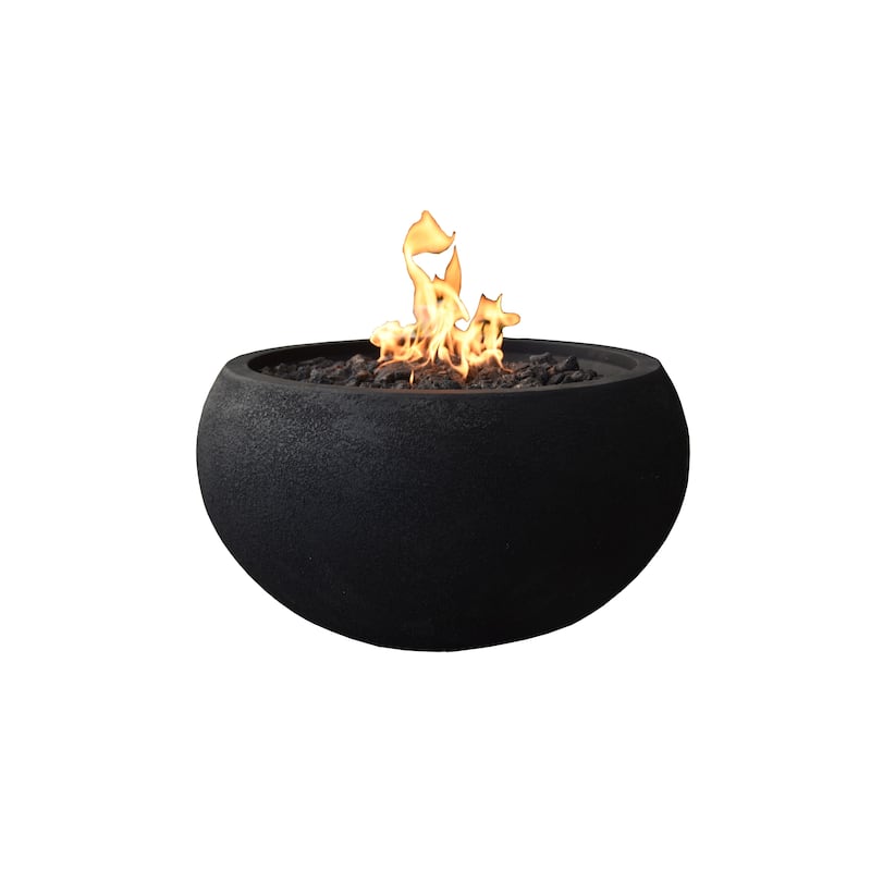 Modeno York 40,000 BTU Black Concrete Propane Fire Table with Lava Rocks & Cover - 26.6 X 26.6 X 14.2